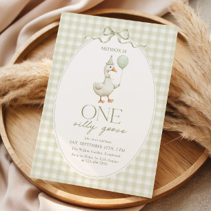 Sage Green One Dwaze Gans Verjaardagsuitnodiging Kaart