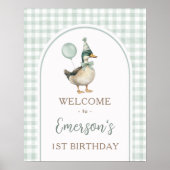 Sage Green One Lucky Duck 1st Verjaardag Welkom Poster (Voorkant)