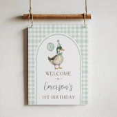 Sage Green One Lucky Duck 1st Verjaardag Welkom Poster