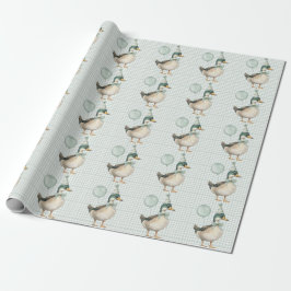 Sage Green One Lucky Duck Ballon Verjaardag Cadeaupapier