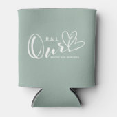 Sage Green Onze Harten Trouwen / Jubileum Blikjeskoeler (Voorkant)