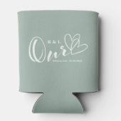 Sage Green Onze Harten Trouwen / Jubileum Blikjeskoeler (Achterkant)