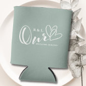 Sage Green Onze Harten Trouwen / Jubileum Blikjeskoeler