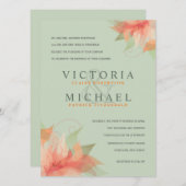 Sage Green & Oranje Formal Wedding Invitations Kaart (Voorkant / Achterkant)
