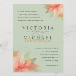 Sage Green & Oranje Formal Wedding Invitations Kaart