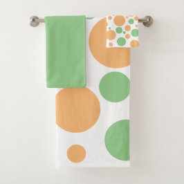 Sage Green Oranje geometrische polka punten Bad Handdoek