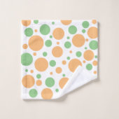 Sage Green Oranje geometrische polka punten Bad Handdoek (Wasdoekje)