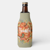Sage Green & Oranje pomkin Bounty Thanksgiving Flesjeskoeler (Fles Voorkant)