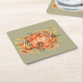 Sage Green & Oranje pomkin Bounty Thanksgiving Kartonnen Onderzetters (Schuin)