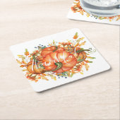 Sage Green & Oranje pomkin Bounty Thanksgiving Kartonnen Onderzetters (Schuin)