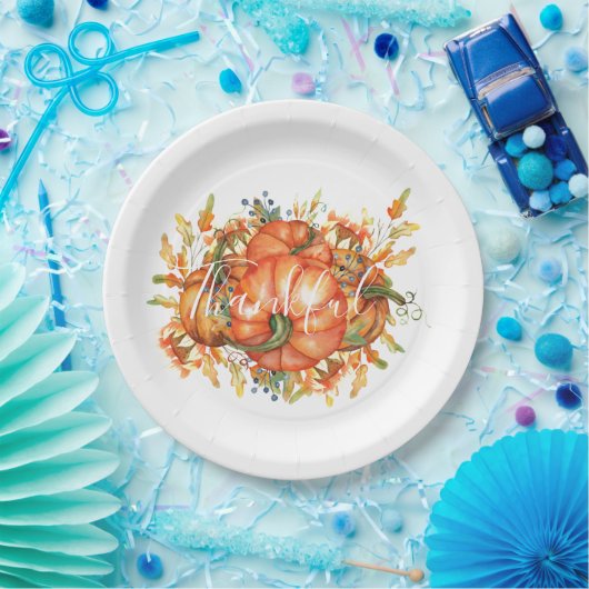 Sage Green & Oranje pomkin Bounty Thanksgiving Papieren Bordje (Feest)