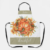 Sage Green & Oranje pomkin Bounty Thanksgiving Schort (Voorkant)