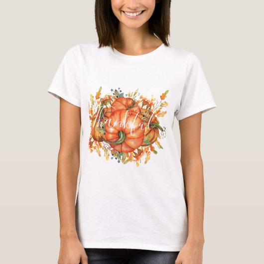 Sage Green & Oranje pomkin Bounty Thanksgiving T-shirt (Voorkant)