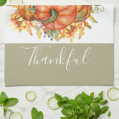 Sage Green & Oranje pomkin Bounty Thanksgiving Theedoek (Gevouwen)