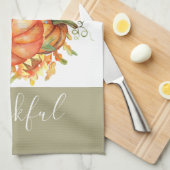 Sage Green & Oranje pomkin Bounty Thanksgiving Theedoek (Quarter Fold)