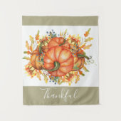 Sage Green & Oranje pomkin Bounty Thanksgiving Wandkleed (Voorkant)