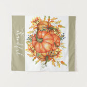 Sage Green & Oranje pomkin Bounty Thanksgiving Wandkleed (Voorkant (horizontaal))