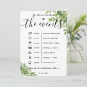 Sage Green Order of Events Elegant Wedding Program Kaart (Staand voorkant)
