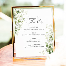 Sage Green Organic Greenery Wedding Bar Menu Reclamebord Met Voetstuk