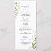 Sage Green Organic Greenery Wedding Ceremony Programmakaart (Achterkant)