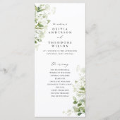 Sage Green Organic Greenery Wedding Ceremony Programmakaart (Voorkant)