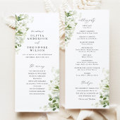 Sage Green Organic Greenery Wedding Ceremony Programmakaart