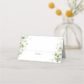 Sage Green Organic Greenery Wedding Place Card Plaatskaartje (Voorkant)