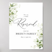 Sage Green Organic Greenery Wedding Reserved Sign Poster (Voorkant)