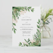 Sage Green Organic Nature Wedding Kaart (Staand voorkant)