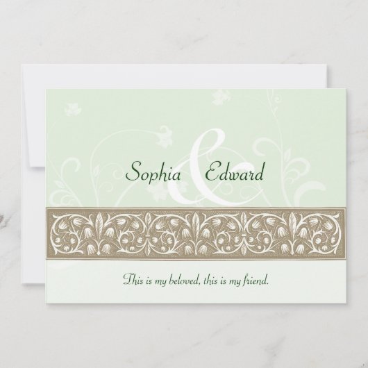 Sage Green Ornamental Frieze Wedding Kaart (Voorkant)