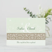 Sage Green Ornamental Frieze Wedding Kaart (Staand voorkant)