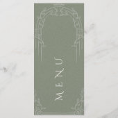Sage Green Ornate Arch Botanical Wedding Dinner  Menu (Achterkant)