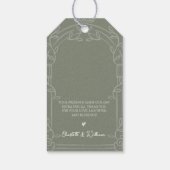 Sage Green Ornate Arch Botanical Wedding Favor Cadeaulabel (Achterkant)
