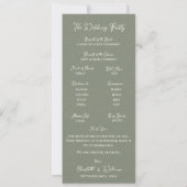 Sage Green Ornate Arch Botanical Wedding Program  Kaart (Achterkant)
