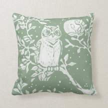 Sage Green Owl Woodland Moon Natuur Sierkussen