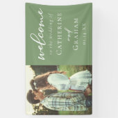 Sage Green Paar Foto Lente Huwelijk Spandoek (Verticaal)