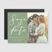 Sage Green Paar Foto Sla de datum magneet Kaart (Voorkant / Achterkant)
