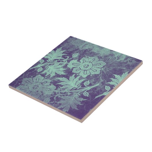  Sage Green Paars Floral Tegeltje (Zijkant)