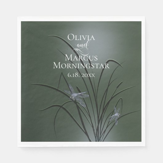 Sage Green Paarse Dragonfly Servet (Voorkant)