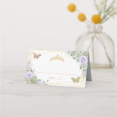 Sage Green Paarse Roos Bloemen Quinceañera Verjaar Plaatskaartje (Achterkant)