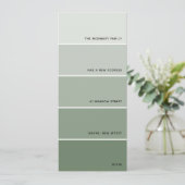 Sage Green Paint Swatch Nieuw adres aankondiging (Staand voorkant)