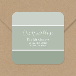 Sage Green Paint Swatch Nieuw adres Vierkante Sticker