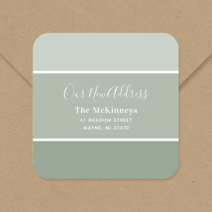 Sage Green Paint Swatch Nieuw adres Vierkante Sticker