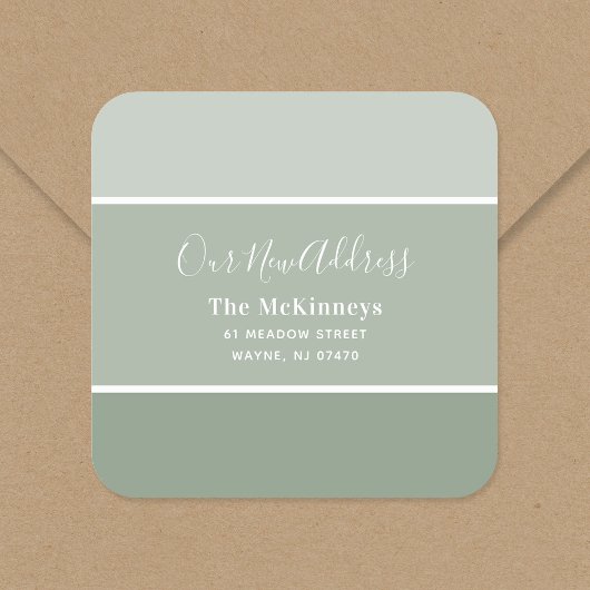 Sage Green Paint Swatch Nieuw adres Vierkante Sticker