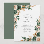 Sage Green Painterly Flourish Wedding Kaart (Voorkant / Achterkant)