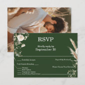 Sage Green & Pampas Boho RSVP Kaart (Voorkant / Achterkant)