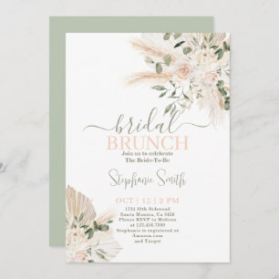 Sage green Pampas Bridal Shower Invitation Kaart
