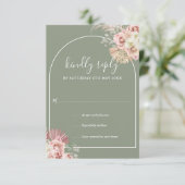 Sage Green Pampas Grass Arch Floral Monogram RSVP Kaartje (Staand voorkant)