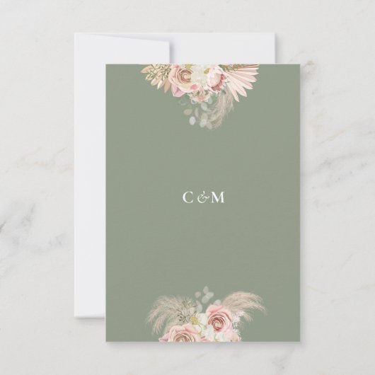 Sage Green Pampas Grass Arch Floral Monogram RSVP Kaartje (Achterkant)
