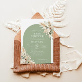 Sage Green Pampas Grass Baby shower Invitation Kaart